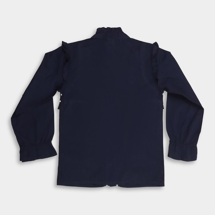 Girls' 100% Cotton Blouse, नेवी ब्लू, large