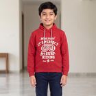 Boys' Red Funnel Neck Pullover Sweatshirt, मरून, small
