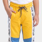 Boys' Yellow Jogger Fit Text Printed Cotton Blend Pyjama, पीला, small