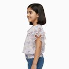 Girls Soft Lavender Round Neck Romantic T-Shirt, Lilac, small