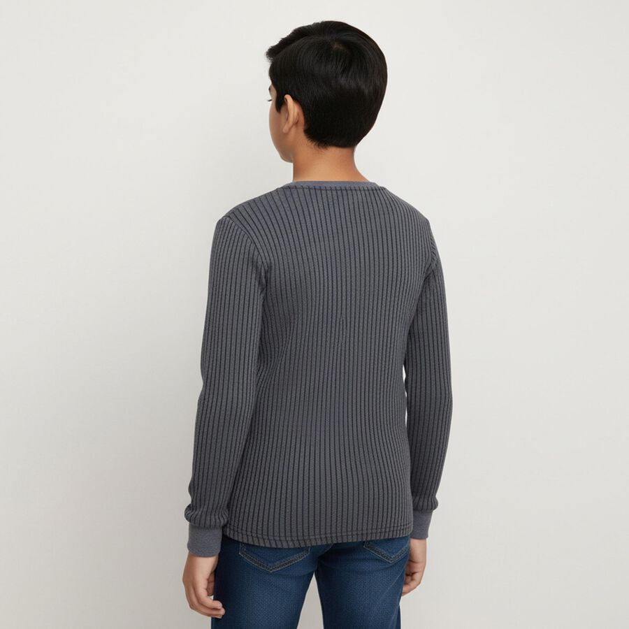 Boys Navy Blue Round Neck Thermal, मिश्रित नीला, large image number null