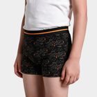 Boys Black Regular Fit Printed Trunks, काला, small