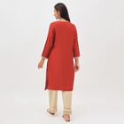 Women's Deep Maroon Keyhole Neck Embroidered Kurta, मरून, small image number null