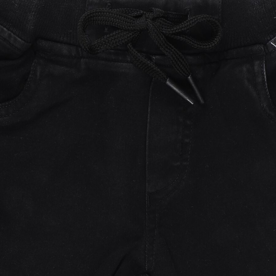 Boys Black Cotton Cargo Style Bermuda Shorts, Black, large