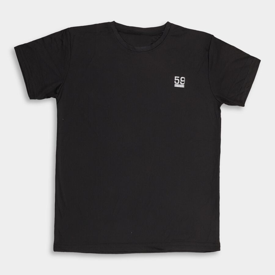 Boys' Half Sleeves T-Shirt , काला, large image number null