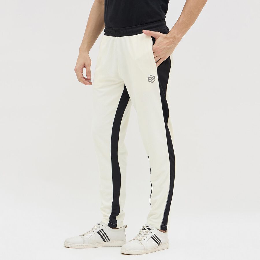 Men's Off-White Slim Fit Side-Striped Track Pants, गहरा पीला, large image number null