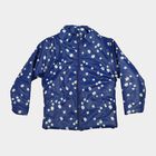 Girls' Navy Blue Stand Collar Puffer Jacket, Navy Blue, small
