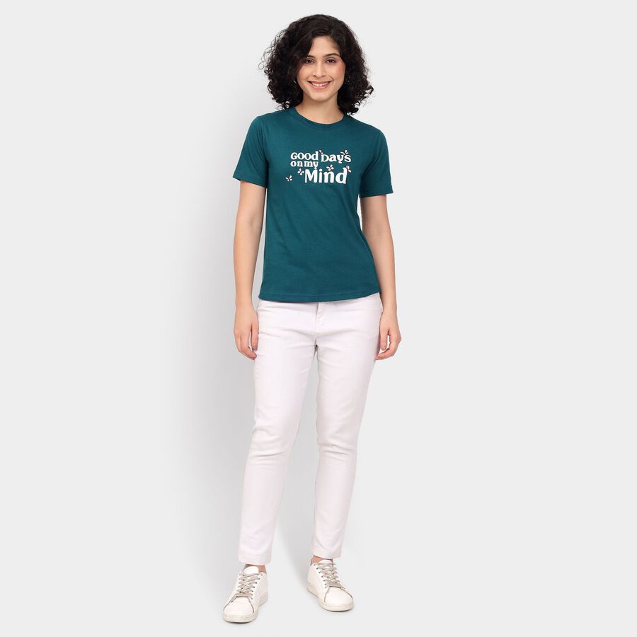 Ladies' Round Neck T-Shirt, Dark Green, large image number null