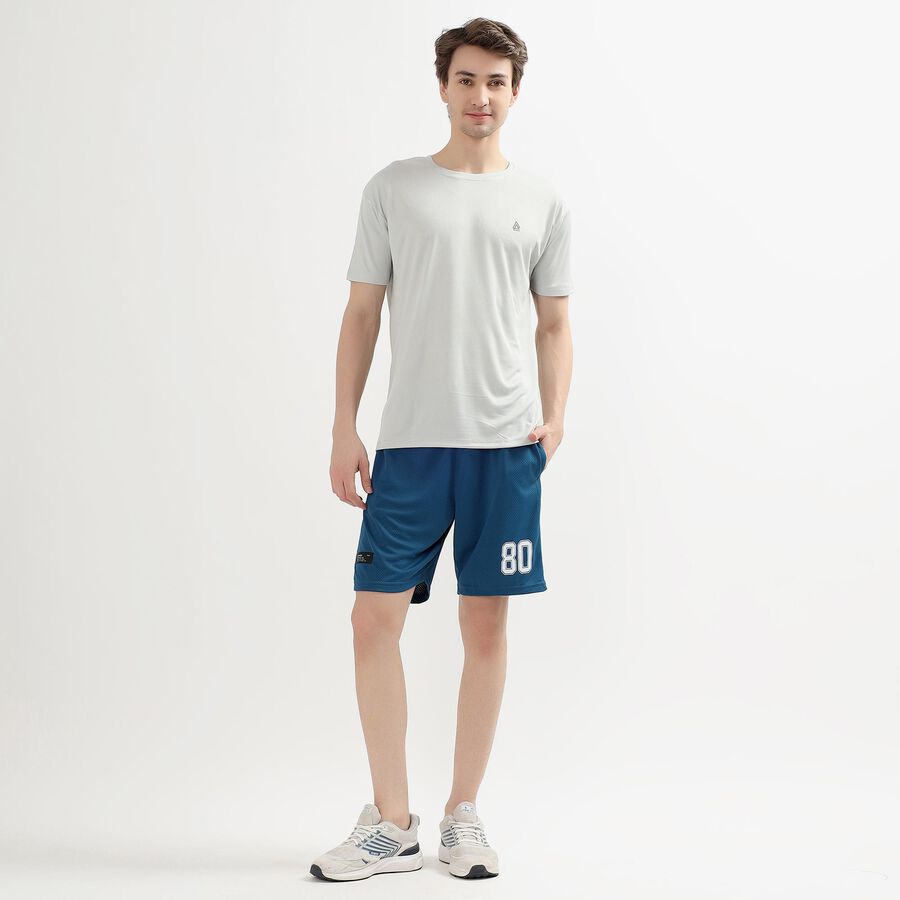 Men's Deep Teal Regular Fit Placement Printed Bermuda Shorts, Teal Blue, large image number null