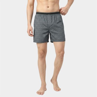 Men's Mid Blue Relaxed Fit Printed Boxers