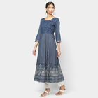 3/4Th Sleeves Flared Kurta, Navy Blue, small image number null