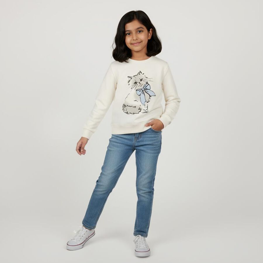 Girls' Sweatshirt, Off White, large image number null