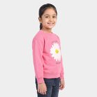 Girls' Pink Round Neck Pullover Sweatshirt, Pink, small