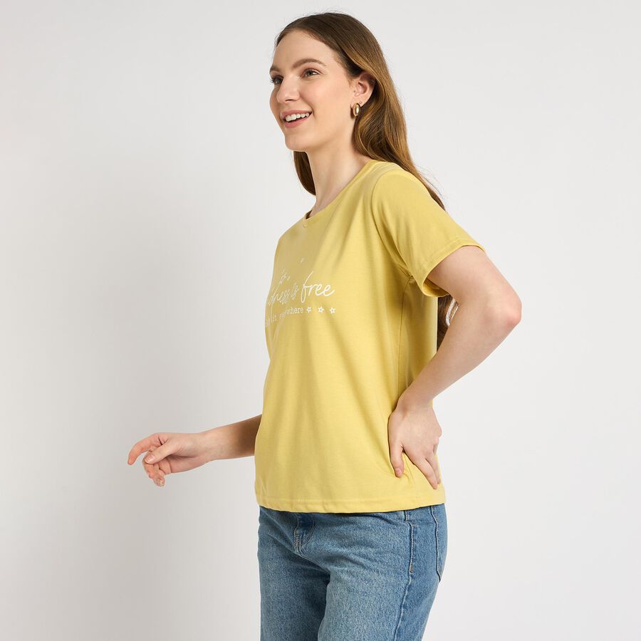 Ladies' Round Neck T-Shirt , Khaki, large