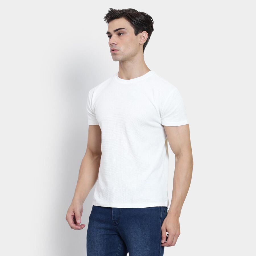 Men's Round Neck Half Sleeves T-Shirt , White, large image number null