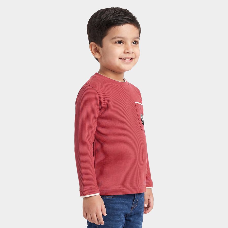 Boys Pink Crew Neck Regular T-Shirt, Pink, large