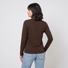 Women's Brown Round Neck Regular Top, भूरा, small