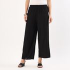 Women's Minimalist Viscose Wide-Leg Palazzos, Black, small