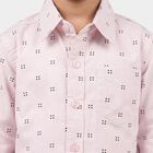 Boys Pink Cotton Long Sleeve Collar Shirt, Pink, small