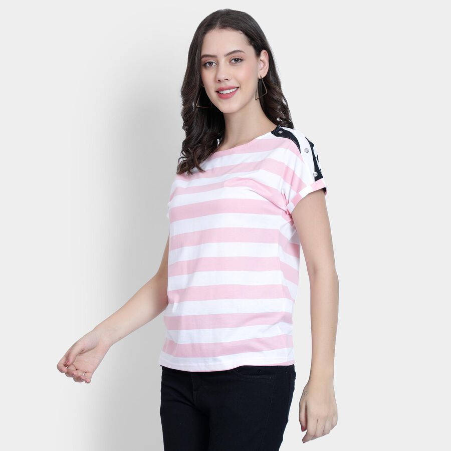 Ladies'  Stripes Top, गुलाबी, large image number null