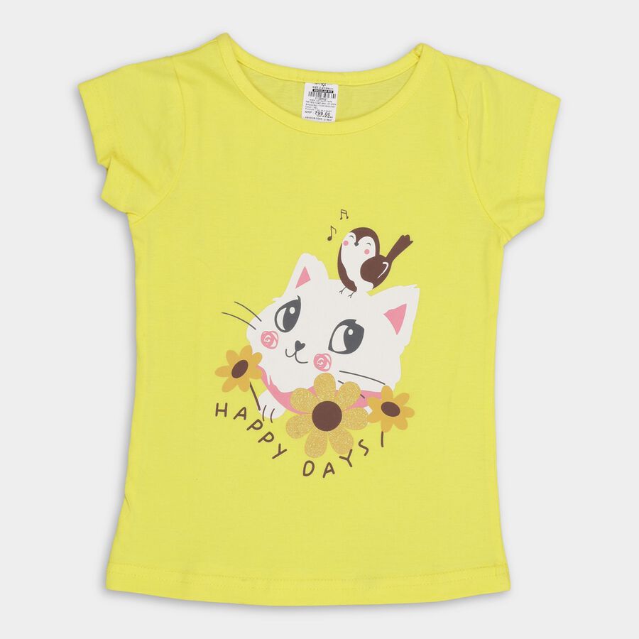 Girls' 100% Cotton T-Shirt, Yellow, large image number null