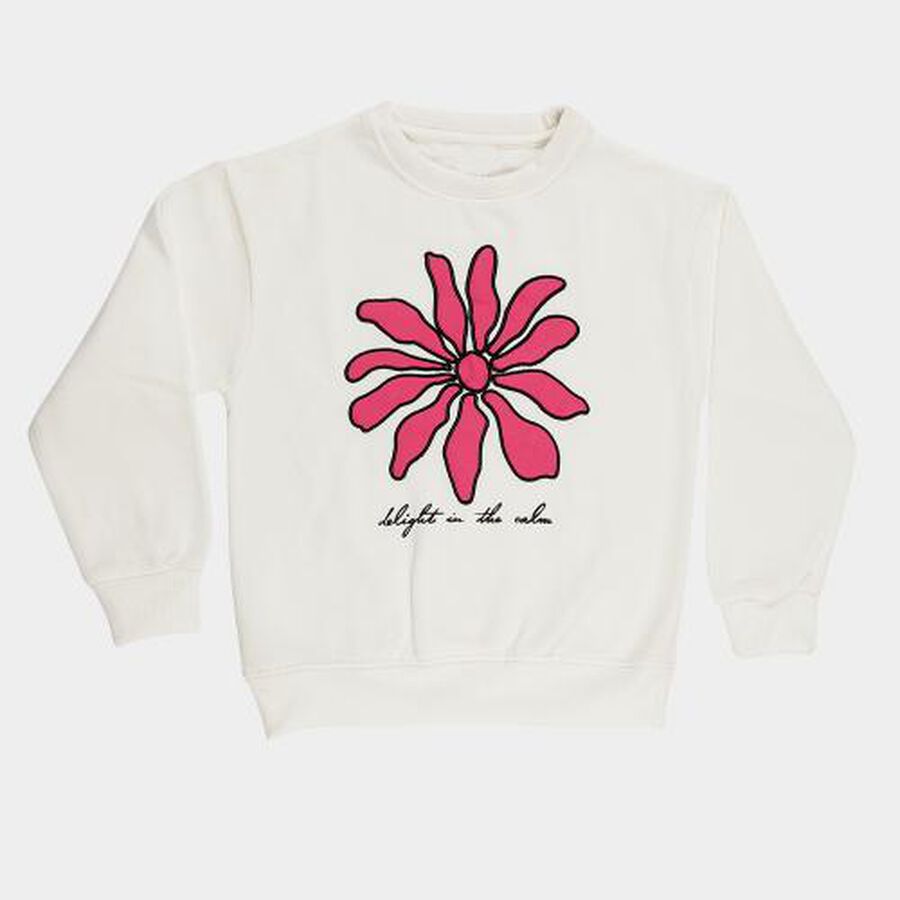 Girls' Sweatshirt, ऑफ व्हाइट, large image number null