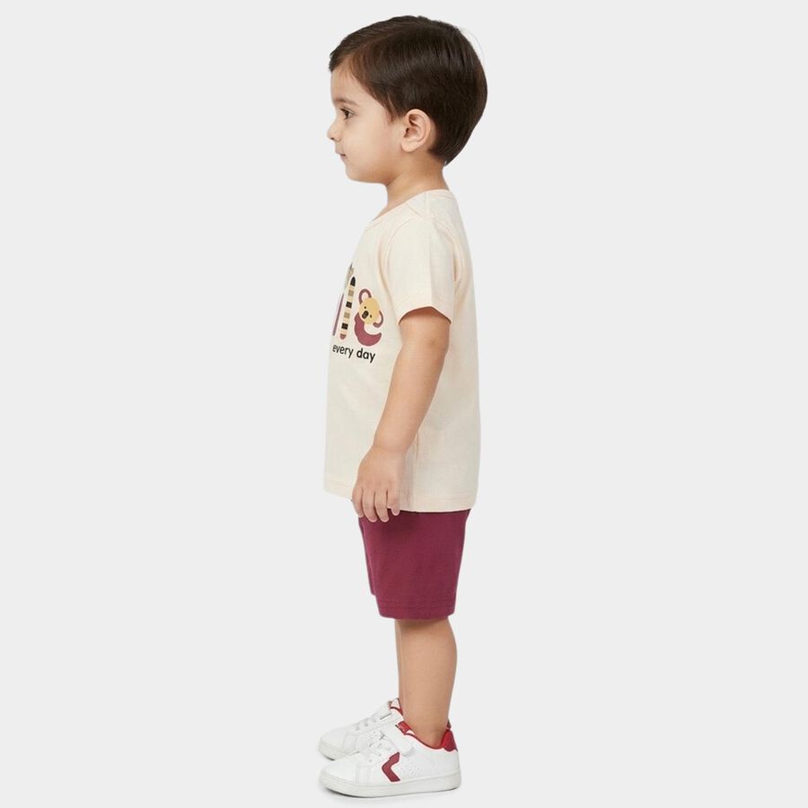 Infants' Purple Cotton Round Neck Printed Baba Suit, बैंगनी, large