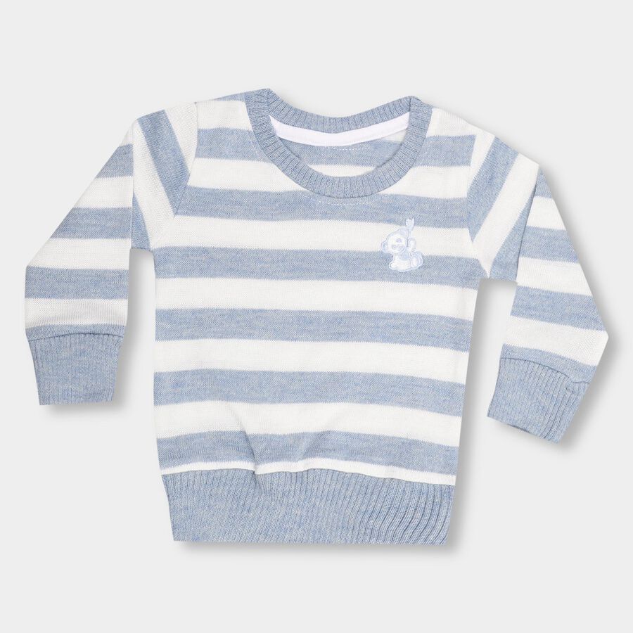Infants Light Powder Blue Crew Neck Casual Pullover, Light Blue, large image number null