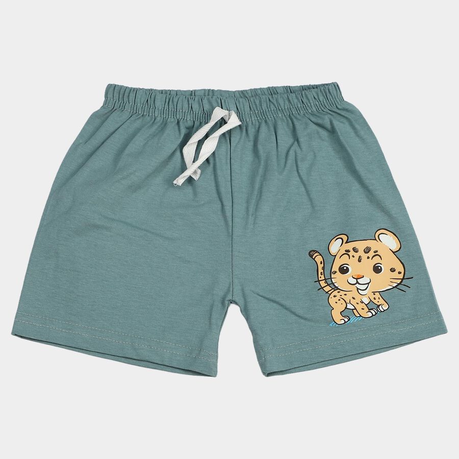 Infants' Blue Regular Fit Solid Half Pant, टील ब्लू, large
