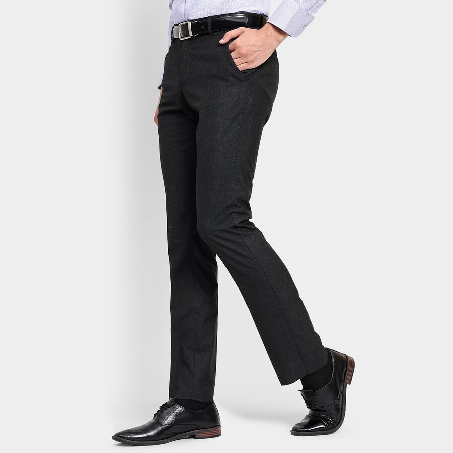 Men's Slim Fit Formal Trousers, Black, large image number null