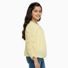 Girls Bright Yellow Decorative Collar Casual T-Shirt, पीला, small
