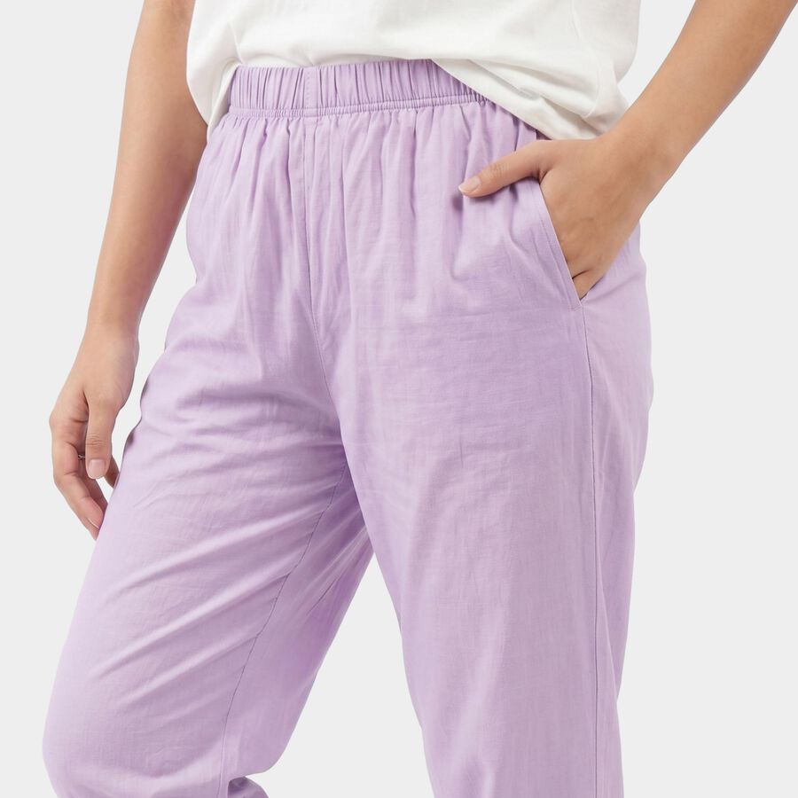 Women's Lilac Regular Fit Solid Palazzos, लाइलेक, large