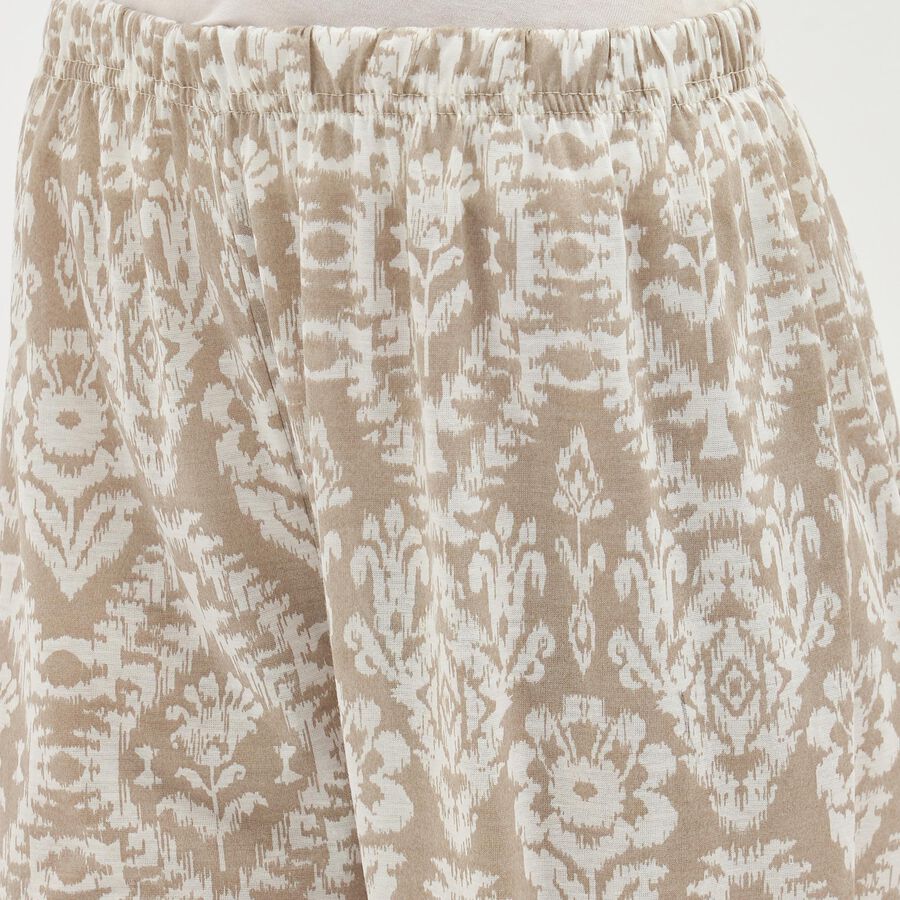 Women's Muted Beige Printed Full-Length Pyjama, Light Grey, large image number null