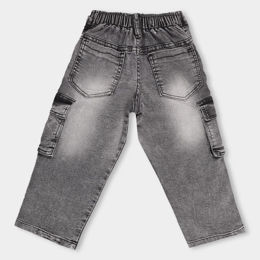 Boys' Stonewashed Grey Jogger Fit Heavy Wash Jeans, Dark Grey, large image number null