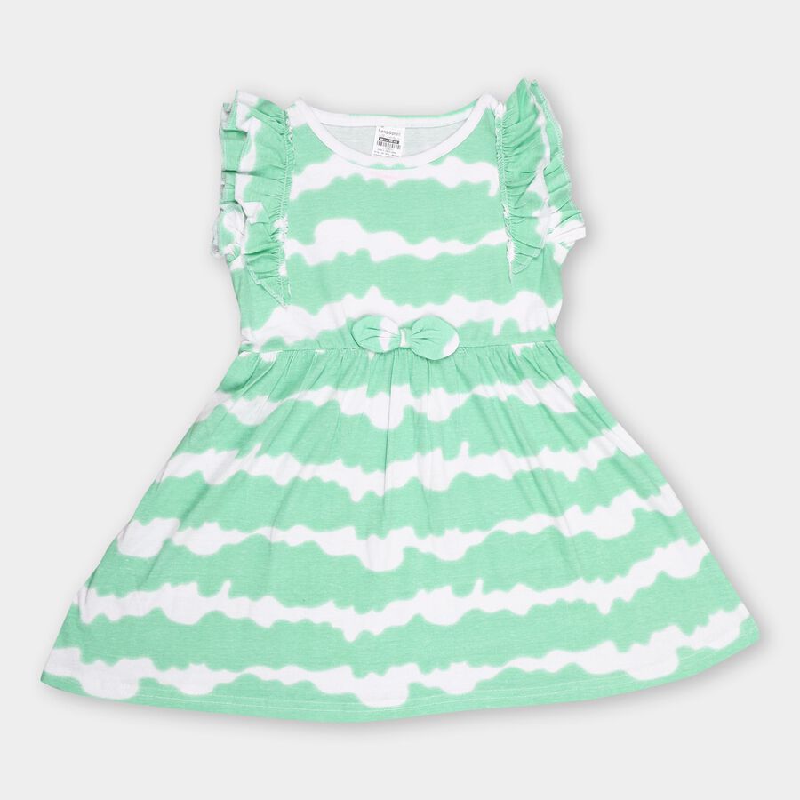 Girl's 100% Cotton Frock, हल्का हरा, large image number null