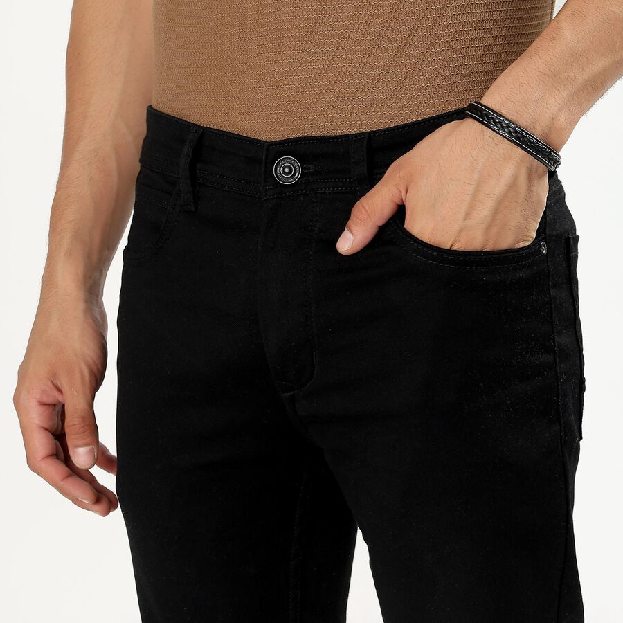 Men's Dark Indigo Skinny Fit Five-Pocket Jeans, काला, large image number null