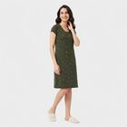 Women's Olive Green Round Neck T-Shirt Style Nighty, Olive, small