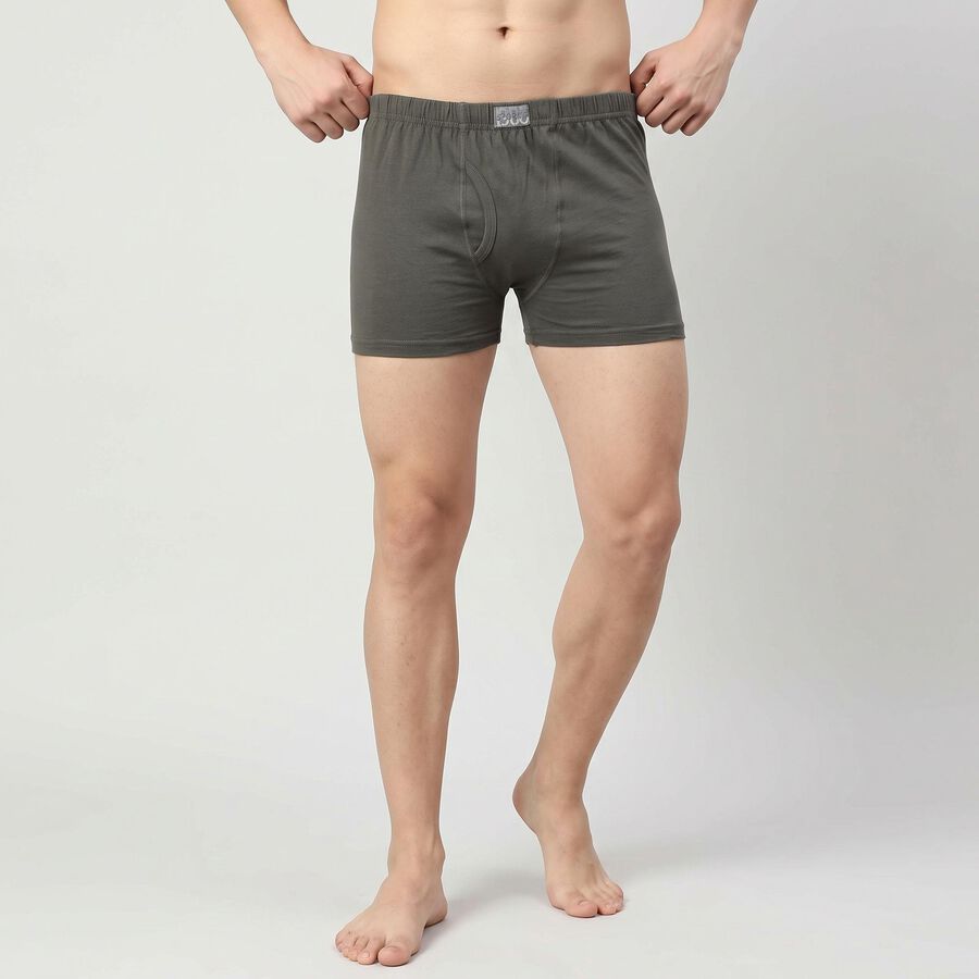 Men's Olive Green Regular Fit Trunks, ओलिव, large