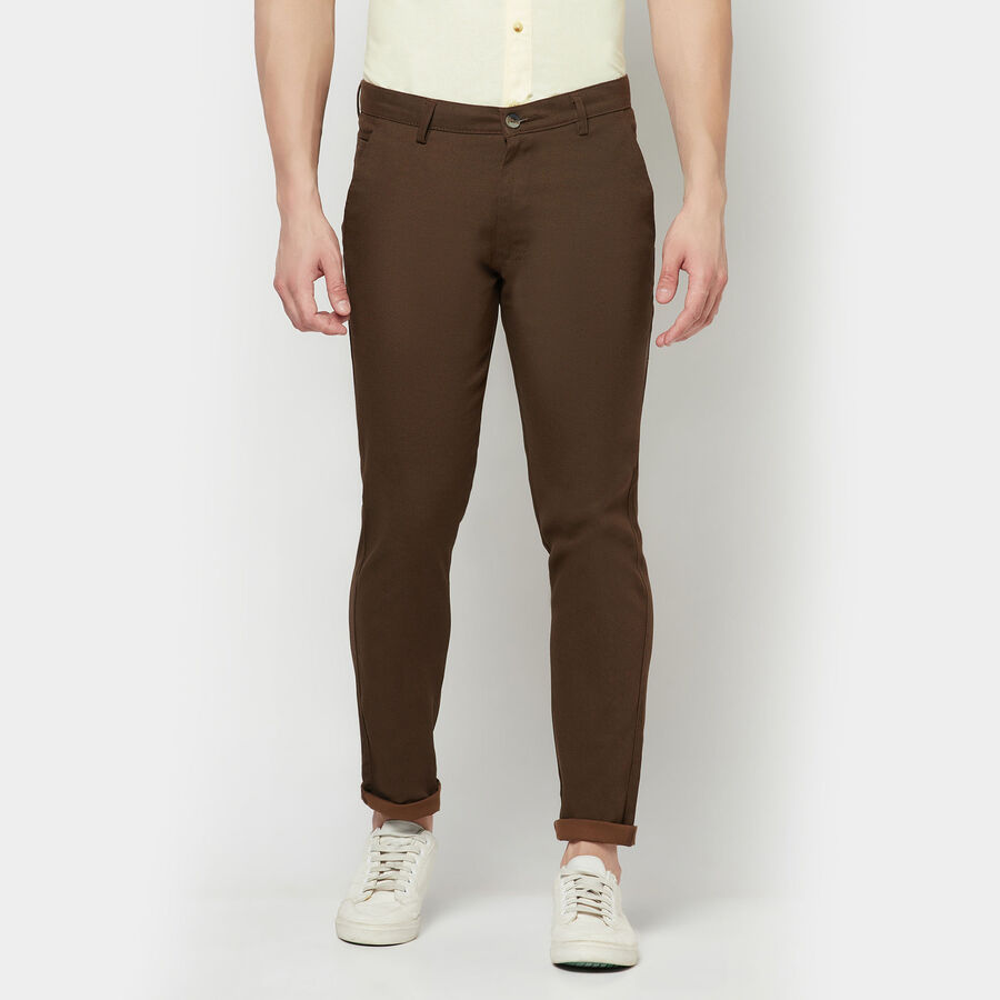 Printed Cross Pocket Trousers, Brown, large image number null