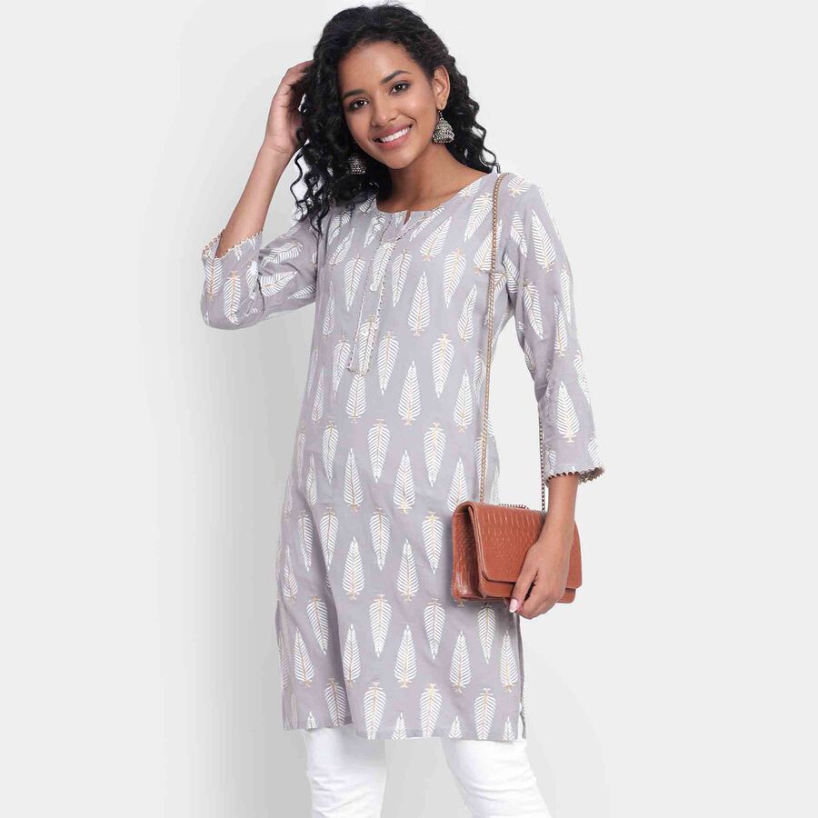 Printed Kurta, Light Grey, large image number null