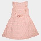 Girls' Light Pink Cotton Blend Sleeveless A-Line Frock, Light Pink, small