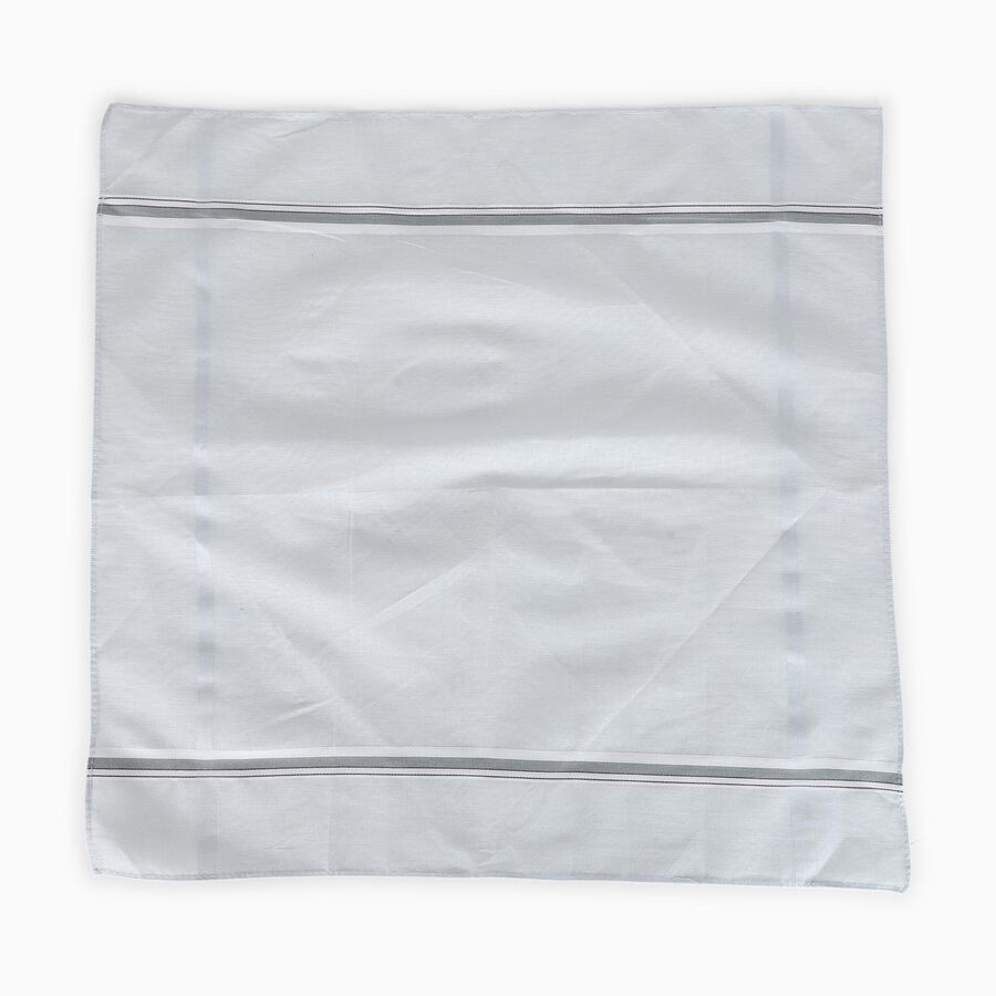 Men's White and Light Blue Striped Pack of 3 Handkerchief, Light Grey, large