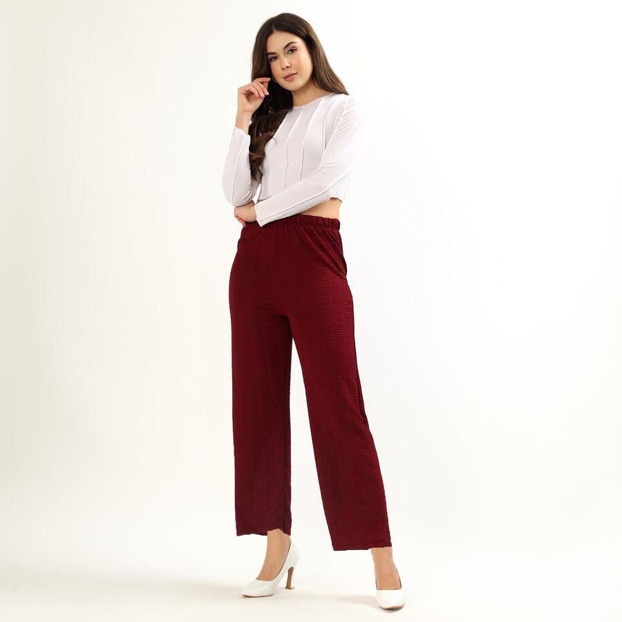 Women's Wine Relaxed Fit Elastic Waist Harem Pants, Wine, large