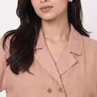 Women's Light Pink Camp Collar Regular Fit Shirt, हल्का गुलाबी, small