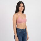 Women's Pink Cotton Blend Scoop Neck Bralette Bra, Light Pink, small
