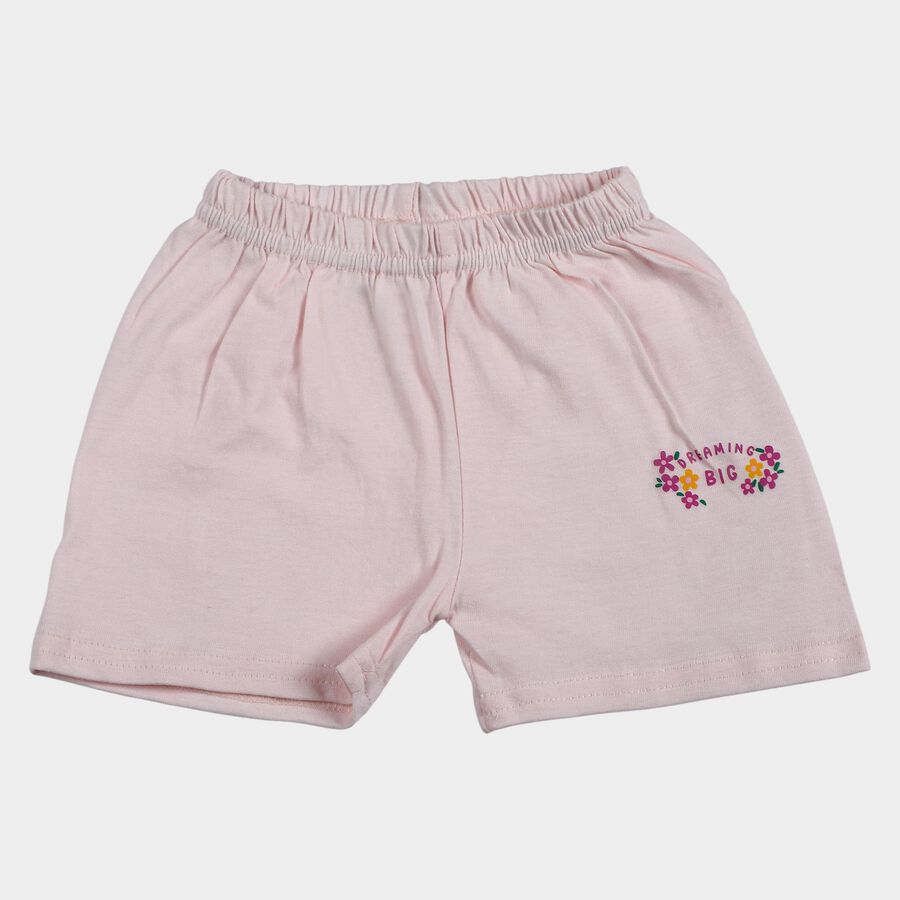 Infants' Pink Regular Fit Printed Half Pant, Pink, large