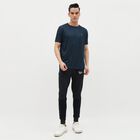 Men's Deep Navy Blue Crew Neck Athleisure T-Shirt, टील ब्लू, small image number null