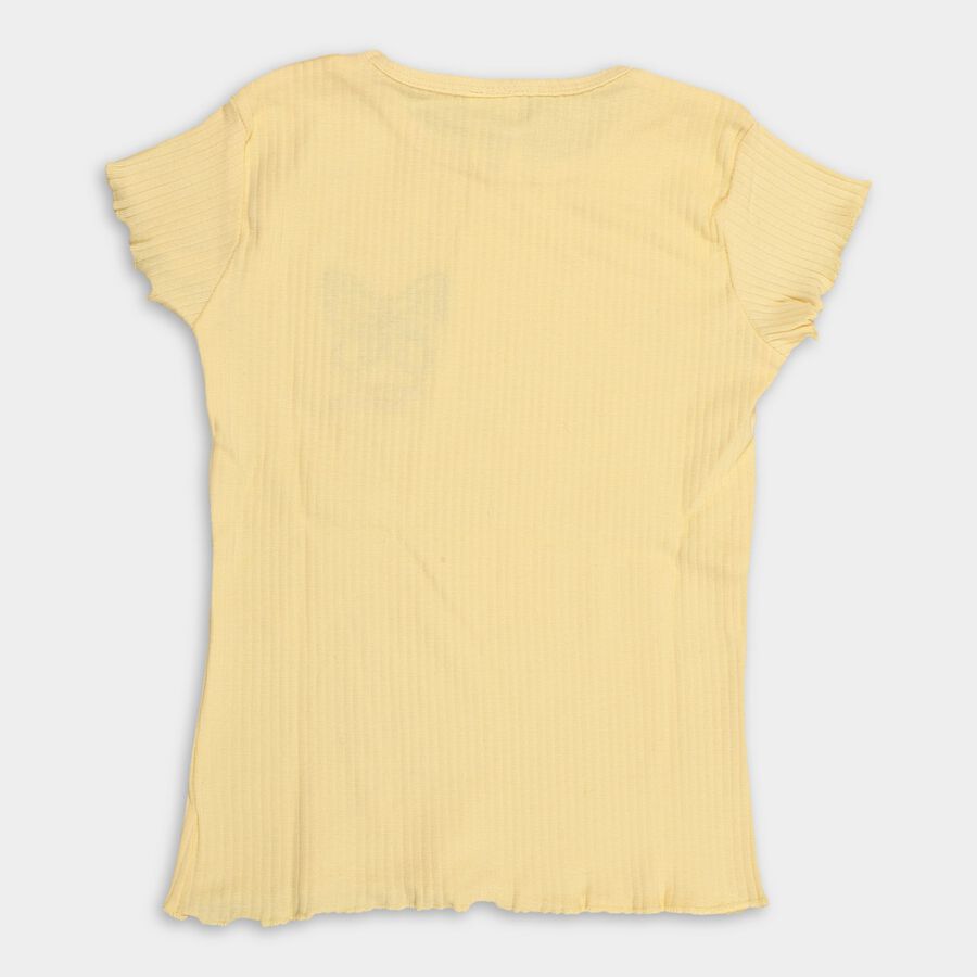 Girls' 100% Cotton T-Shirt, पीला, large image number null