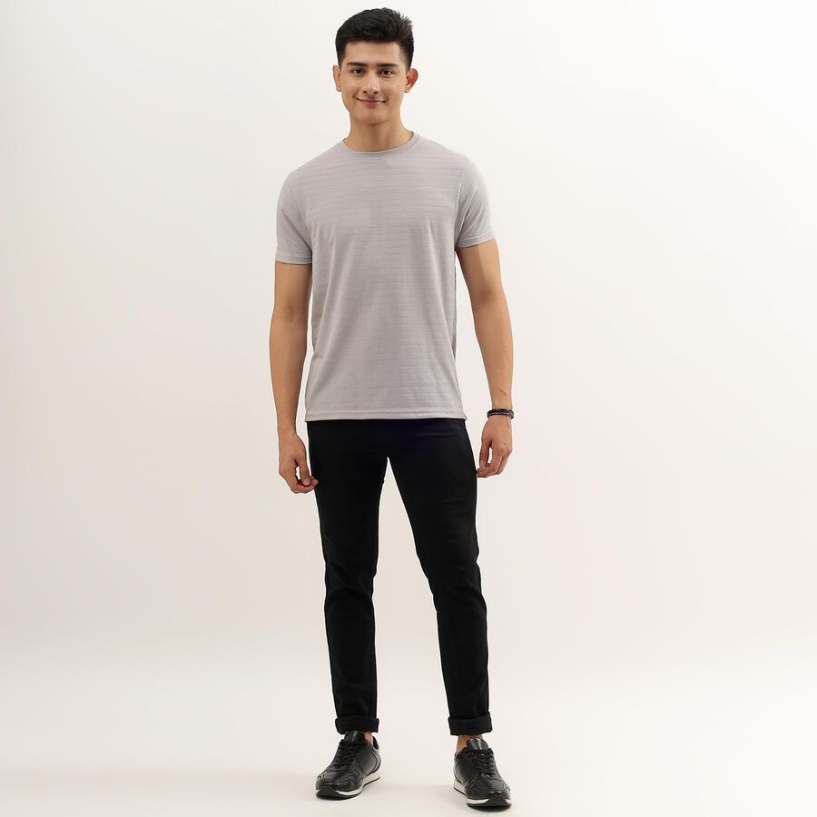 Men's Light Grey Round Neck T-Shirt, Light Grey, large