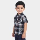 Boys' Navy Blue Cotton Spread Collar Casual Shirt, नेवी ब्लू, small